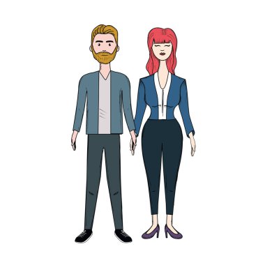 saç modeli ve şık giyim, vektör çizim ile güzel çift