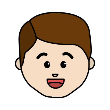 çizgi çizgi film adam yüz mutlu ifade, vektör çizim