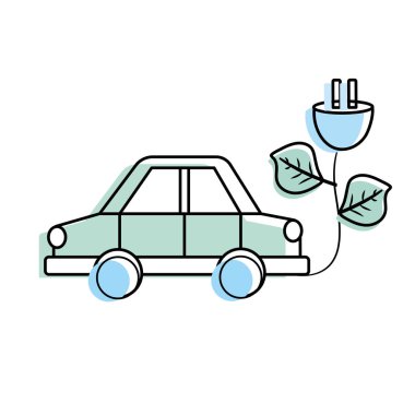 car transportation with power cable and leaves vector illustration