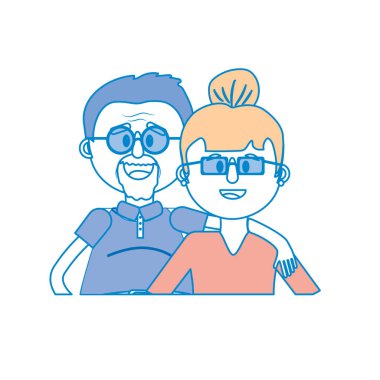 saç modeli ve gözlük vektör çizim ile yaşlı çift