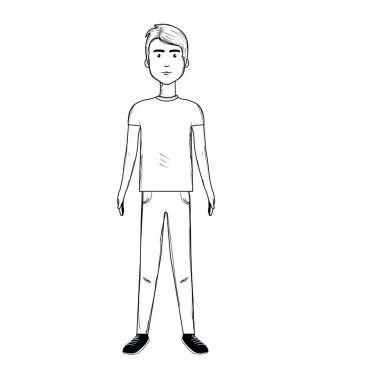 satır yakışıklı adam saç modeli ve rahat kıyafet, vektör çizim