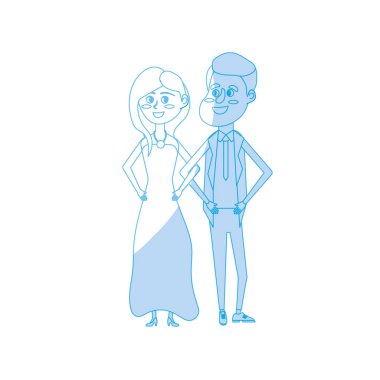 siluet mutlu çift birlikte ve romantik kutlama vektör çizim