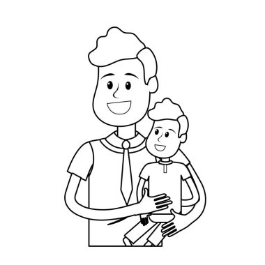 satır güzel baba oğlunun elinde vektör çizim taşıma