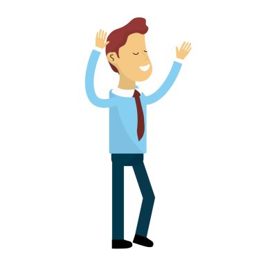 Ellerini havaya kaldır ve rahat kıyafet, vektör çizim ile iyi adam