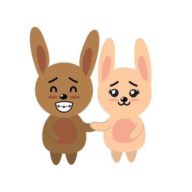 hoş bir çift güzel ifade vektör çizim ile vahşi hayvan tavşan