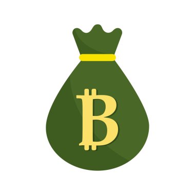 Bitcoin para birimi dijital simgesi, vektör çizim ile çanta