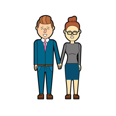 güzel bir saç modeli tasarımı ile çift illüstrasyon vektör