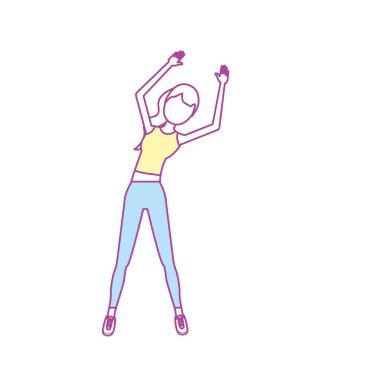 sağlıklı kadın egzersiz vektör illüstrasyon tasarımı yapıyor