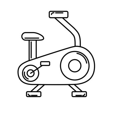 Egzersiz yapmak için satırı Bisiklet makine ve sağlıklı yaşam vektör çizim