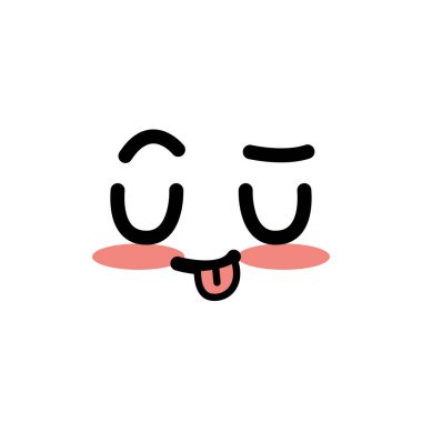 şirin kawaii güzel yüz gülümseme ve mutlu vektör çizim