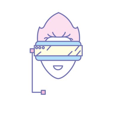 çocuk yüz boyut deneyim vektör çizim için 3d gözlük ile