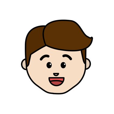 çizgi çizgi film adam yüz mutlu ifade, vektör çizim