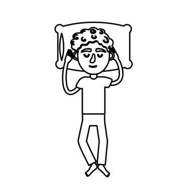 çizgi adam saç modeli ile uyku vektör çizim tasarım