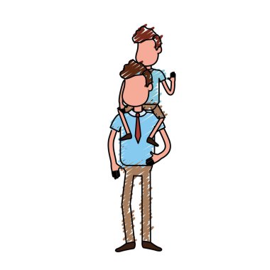 güzel baba oğlunun elinde vektör çizim taşıma