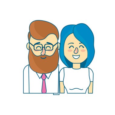 güzel bir saç modeli tasarımı ile çift illüstrasyon vektör