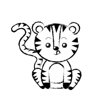 Şekil sevimli kaplan vahşi hayvan yüz ifade vektör çizim ile