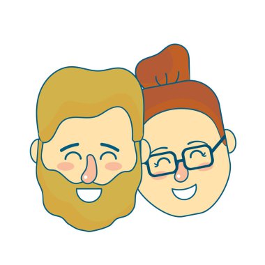 Avatar çift kafa saç modeli tasarımı ile illüstrasyon vektör