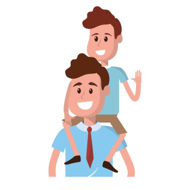 güzel baba oğlunun elinde vektör çizim taşıma