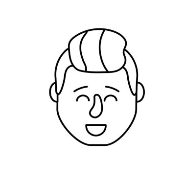 Avatar adam kafa saç modeli tasarım vektör çizim ile satır