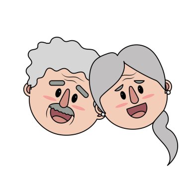 yaşlı çift yüz saç modeli vektör çizim ile