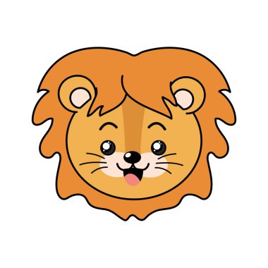 sevimli vahşi hayvan yüz ifade vektör çizim ile