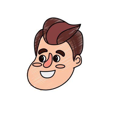 Avatar mutlu adam yüz saç modeli tasarım vektör çizim ile