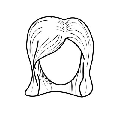 satır sevimli kadın yüz saç modeli, vektör çizim ile