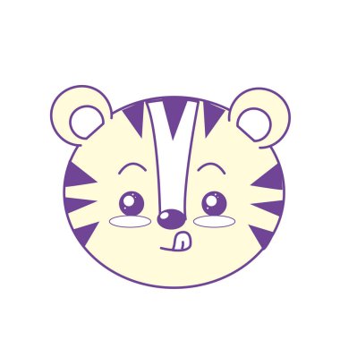 sevimli vahşi hayvan yüz ifade vektör çizim ile