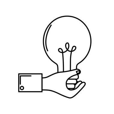 satır işadamı el ampul fikir ilham vektör çizim ile