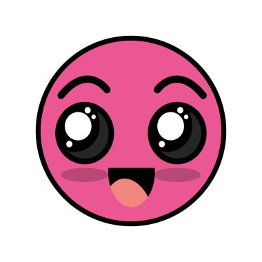 şirin kawaii güzel yüz gülümseme ve mutlu vektör çizim