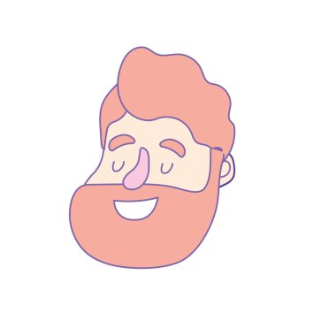 Avatar mutlu adam yüz saç modeli tasarım vektör çizim ile