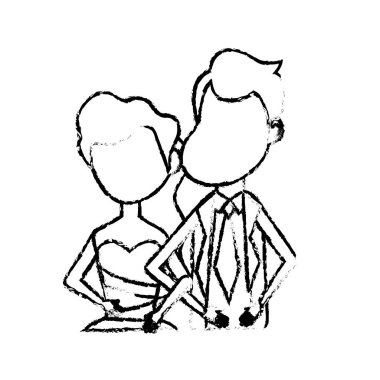 mutlu çift birlikte ve romantik kutlama vektör çizim şekil