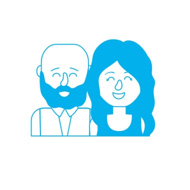 siluet saç modeli tasarımı ile güzel bir çift illüstrasyon vektör