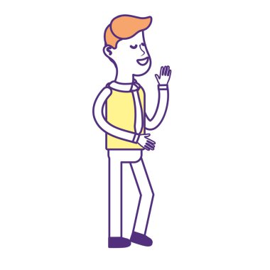 saç modeli ve şık giyim, şirin adamla illüstrasyon vektör