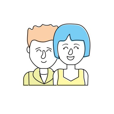 güzel bir saç modeli tasarımı ile çift illüstrasyon vektör