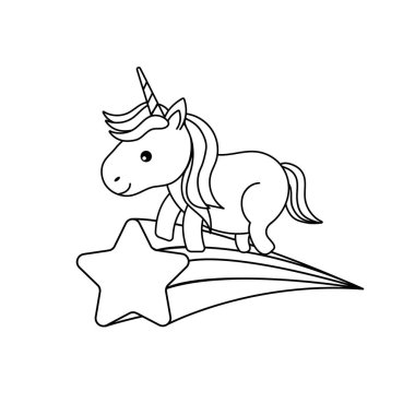 boynuz ve kayan yıldız vektör çizim olan satır güzel at