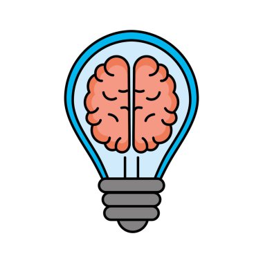 Beyaz arka plan vektör çizim üzerinde içinde beyin ile yaratıcı ampul
