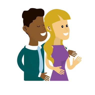 mutlu sevimli çift şık giyim, vektör çizim ile