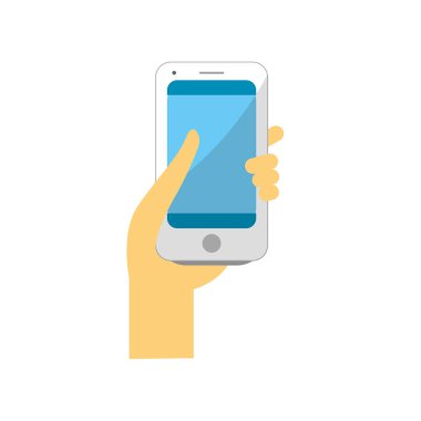 Smartphone için el vektör çizim iletişimde dijital teknoloji