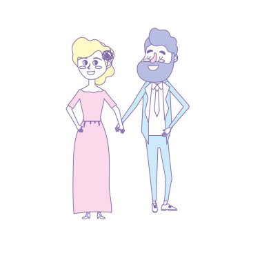 mutlu çift birlikte ve romantik kutlama vektör illüstrasyon