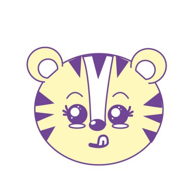 sevimli vahşi hayvan yüz ifade vektör çizim ile