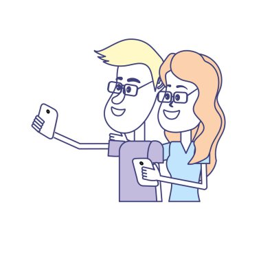 saç modeli ve smartphone el ile çift güzellik illüstrasyon vektör