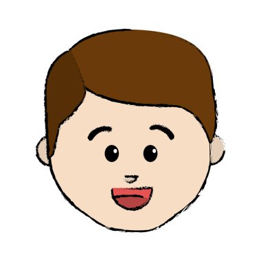 çizgi çizgi film adam yüz mutlu ifade, vektör çizim