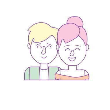 güzel bir saç modeli tasarımı ile çift illüstrasyon vektör