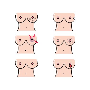 meme kanseri hastalık ve ilaç tedavisi vektör çizim ayarla