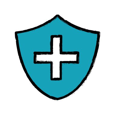 mavi mühür acil güvenlik, vektör çizim çapraz