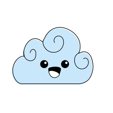 Kawaii şirin mutlu bulut hava vektör çizim