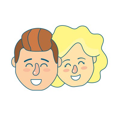 Avatar çift kafa saç modeli tasarımı ile illüstrasyon vektör