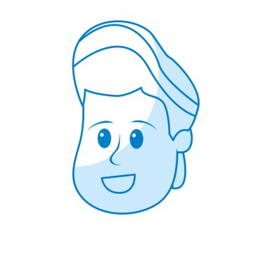 siluet mutlu ve güzel baş erkek saç modeli, vektör çizim ile