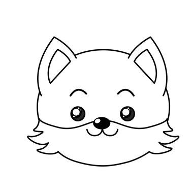 satır sevimli vahşi hayvan yüz ifade vektör çizim ile